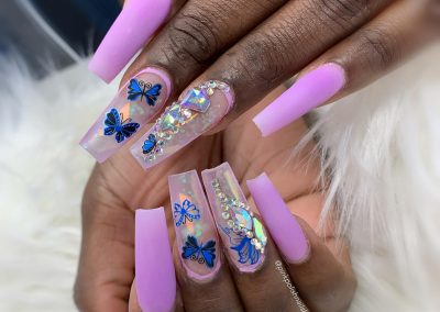 Blue Butterfly Nails Design