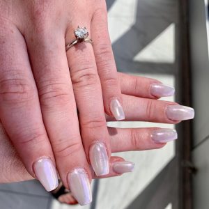 White Glossy Nails Design